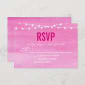 Fushciaの水彩画のひもライト 出欠カード (正面/裏面)