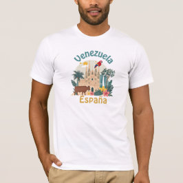 Fusión Venezuela España – diseño cultural ilustrat Tシャツ