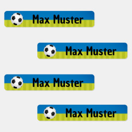 Fußball blau grün - 96 schmale Kinder Etiketten ラベル