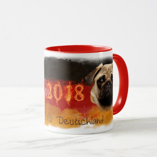 Fußball Deutschland Mops 2018 マグカップ (正面右)