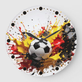 Fussball fällt in die Farben Rot Gelb Schwarz ラージ壁時計