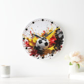 Fussball fällt in die Farben Rot Gelb Schwarz ラージ壁時計 (ホーム)