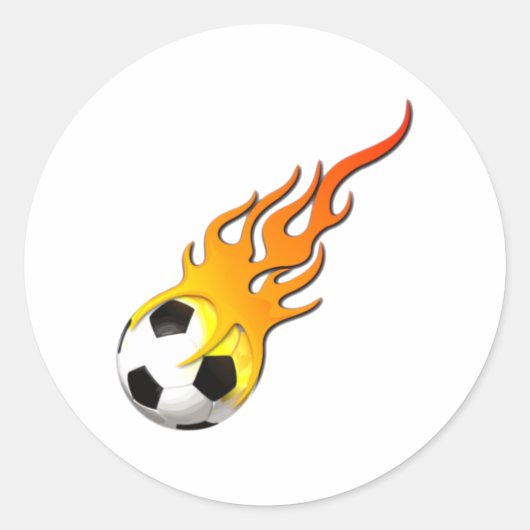 Fussball Feuer Flammen soccer ball fire flames ラウンドシール (正面)