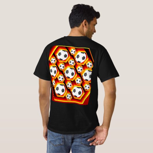 Fussbälle im glühenden Hexagon Eyecatcher Tシャツ (裏面フル)