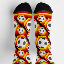 Fussbälle in glühenden Waben Eyecatcher ソックス