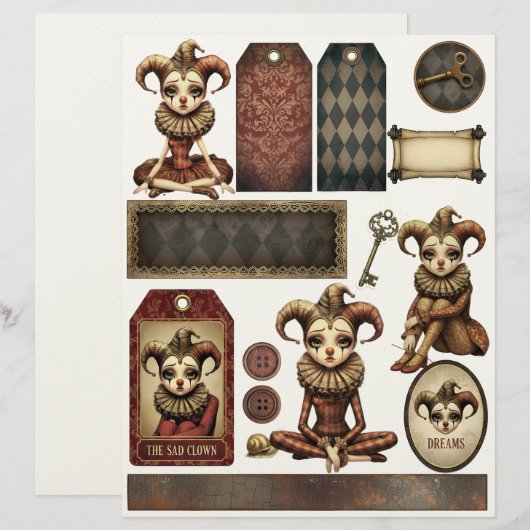 Fussy Cut Elements - Melancholy Harlequin レターヘッド (正面/裏面)