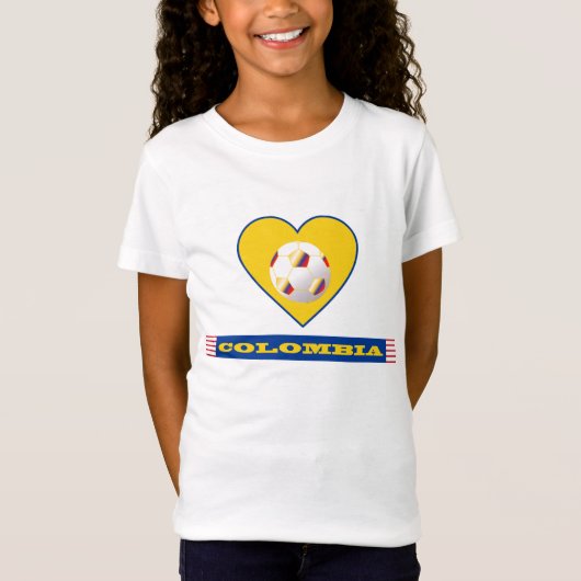 FÚTBOL COLOMBIA National Team balón y corazón Tシャツ (正面)