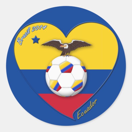 Fútbol de ECUADOR. Ecuadorian National Team Soccer ラウンドシール (正面)