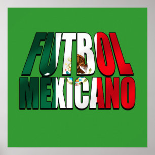 Futbol Mexicano -サッカーの恋人のメキシコの旗のロゴ ポスター