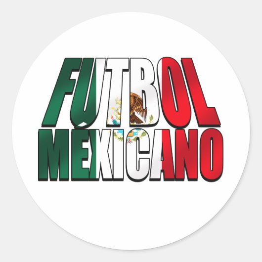 Futbol Mexicano – サッカー愛好家メキシコ国旗のロゴ ラウンドシール (正面)