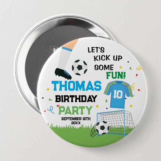 Futbol Soccer Birthday party  缶バッジ (正面&裏面)