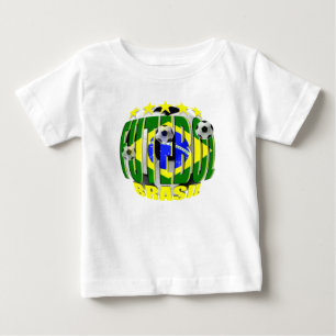 Futebol円形のブラジルのサッカーボールの最高のギフト ベビーTシャツ