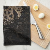 FutharkパターンのTriquetraの生命の樹 キッチンタオル (四つ折り)