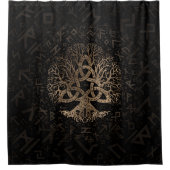 FutharkパターンのTriquetraの生命の樹 シャワーカーテン (正面)