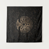 FutharkパターンのTriquetraの生命の樹 タペストリー (正面(横))