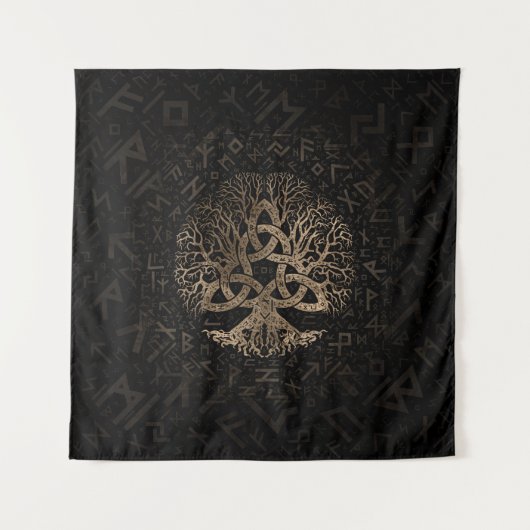 FutharkパターンのTriquetraの生命の樹 タペストリー (正面)