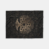 FutharkパターンのTriquetraの生命の樹 フリースブランケット (正面(横))