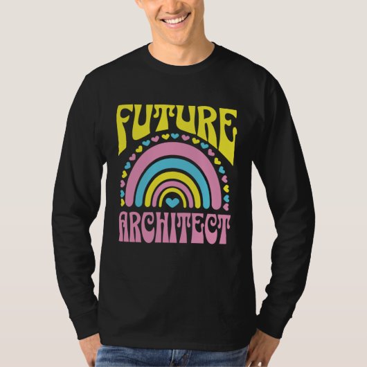 Future Architect Bright Retro Rainbow Architects T Tシャツ (正面)