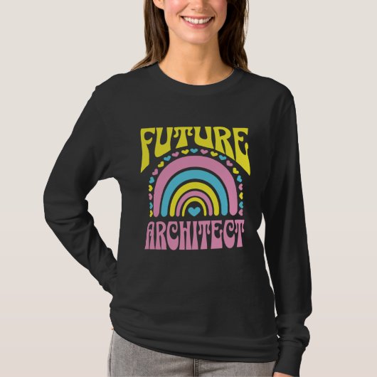 Future Architect Bright Retro Rainbow Architects T Tシャツ (正面)
