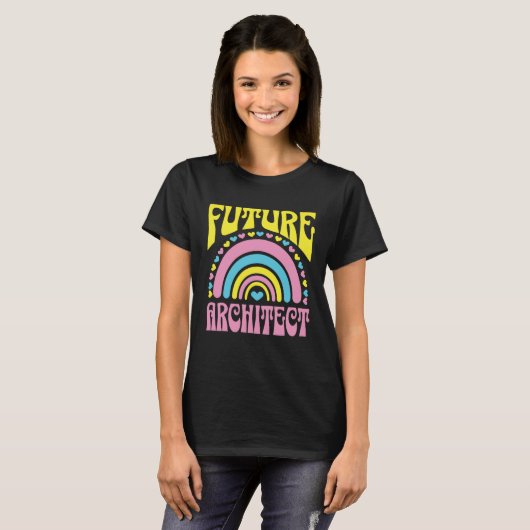 Future Architect Bright Retro Rainbow Architects T Tシャツ (正面フル)