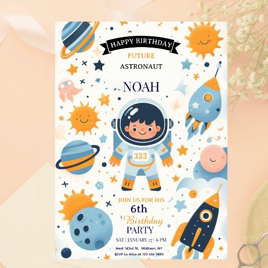 Future Astronaut Space Birthday  招待状
