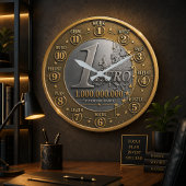 Future Billionaire Euro Coin ラージ壁時計