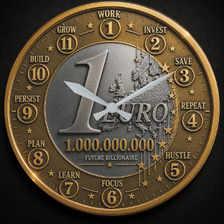 Future Billionaire Euro Coin ラージ壁時計