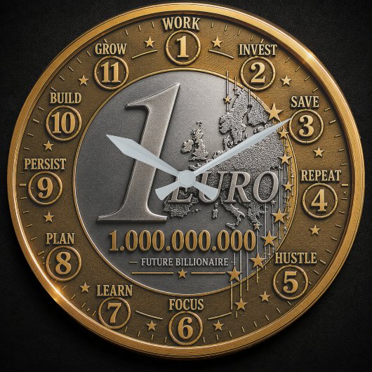 Future Billionaire Euro Coin ラージ壁時計