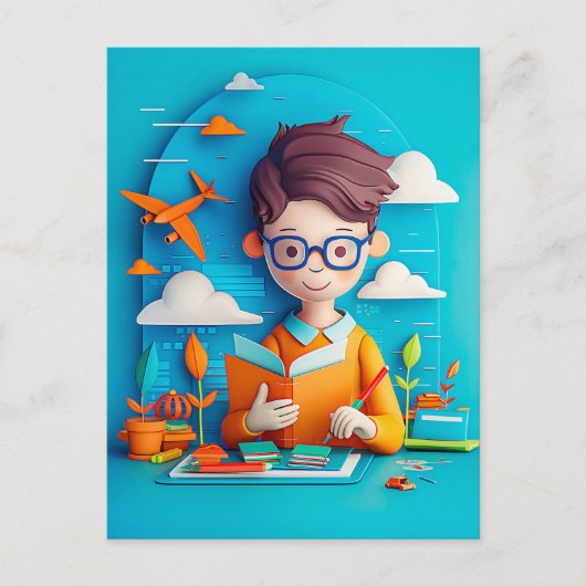 Future Book Author Dream for Kids シーズンポストカード (正面)