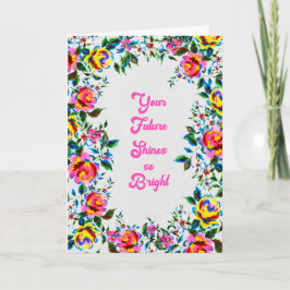 Future Bright Floral Graduation & Celebration Card カード