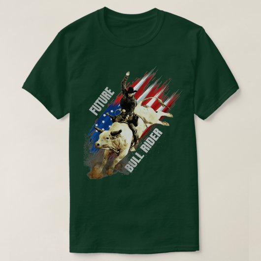 Future Bull Rider Gift Patriotic American Flag for Tシャツ (デザイン正面)