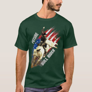 Future Bull Rider Gift Patriotic American Flag for Tシャツ