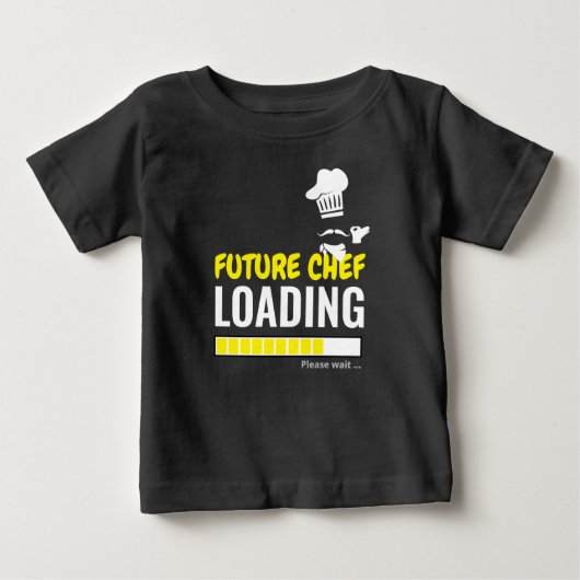 Future Chef Loading Black おもしろい Boyパーソナライズされた ベビーTシャツ (正面)