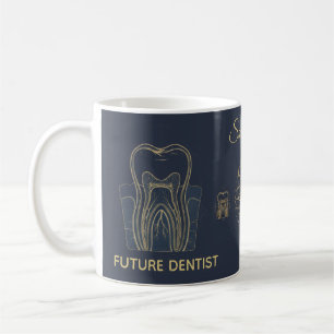 Future Dentist ビンテージ歯のイラスト入り歯科医師グッズ コーヒーマグカップ