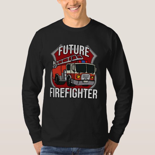 Future Firefighter Fireman Fire Truck Car Kids Boy Tシャツ (正面)