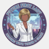 Future First Lady Sticker Empowerment Leadership ラウンドシール (正面)