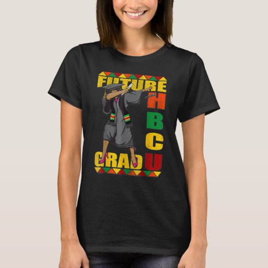 Future HBCU Grad Black History Queen Melanin Afro Tシャツ (正面)