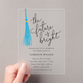 Future Is Bright Sky Blue Tassel卒業パーティー アクリル招待状 (インサイチュ (ポータブル))