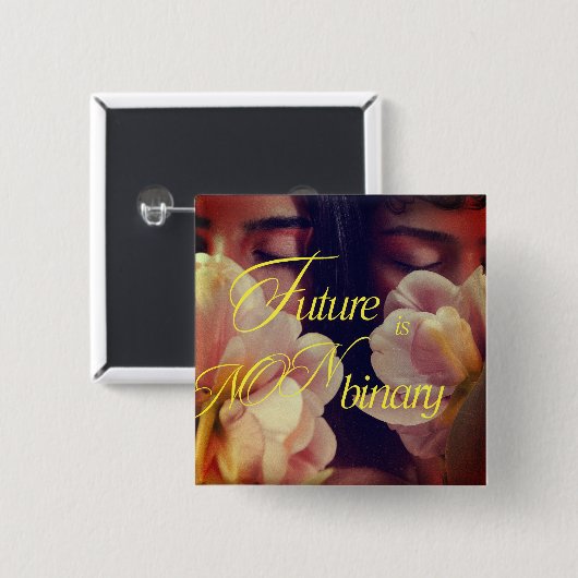 Future is Non-binary Floral Sticker 缶バッジ (正面&裏面)