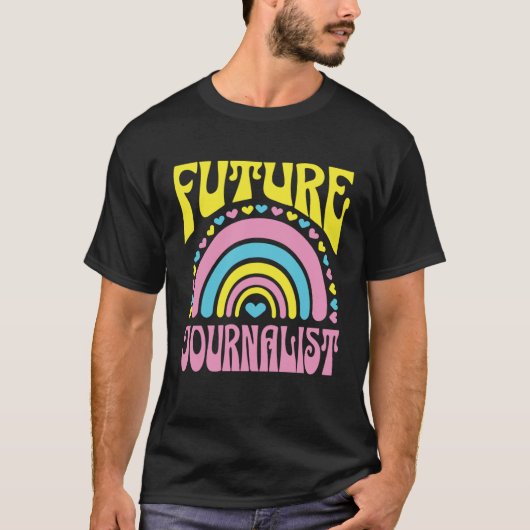 Future Journalist Bright Retro Rainbow Journalists Tシャツ (正面)