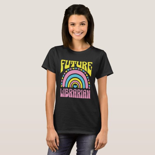 Future Librarian Bright Retro Rainbow Librarians T Tシャツ (正面フル)