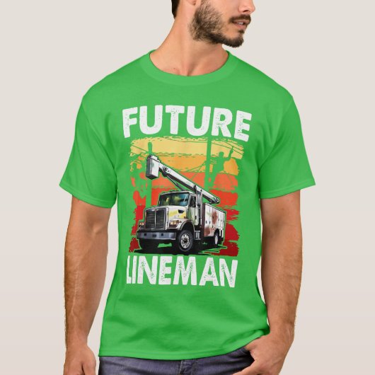 Future Lineman Bucketruck Kid Future Electric Cabl Tシャツ (正面)