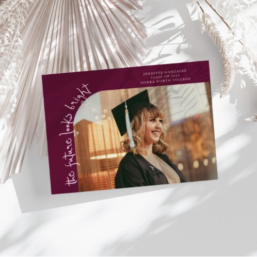 Future Looks Bright Cranberry Curved Photo 案内状