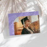 Future Looks Bright Lilac Curved Photo 案内状<br><div class="desc">Modern and whimsical graduation announcement photo card featuring a photo on the front and 1 on the back. The text says "the future looks bright" in quirky hand writing. Add the graduate's name,  information,  and message to personalize this card. Lilac.</div>
