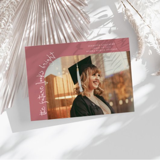 Future Looks Bright Pink Curved Photo 案内状
