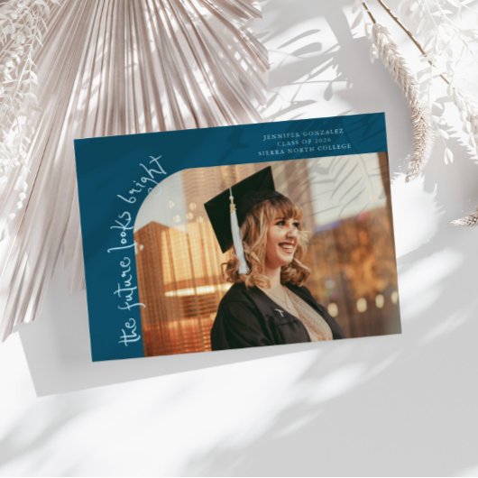 Future Looks Bright Teal Curved Photo 案内状