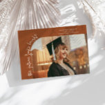 Future Looks Bright Terracotta Curved Photo 案内状<br><div class="desc">Modern and whimsical graduation announcement photo card featuring a photo on the front and 1 on the back. The text says "the future looks bright" in quirky hand writing. Add the graduate's name,  information,  and message to personalize this card. Terracotta.</div>