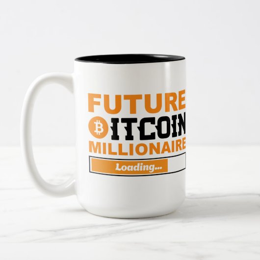 Future Millionaire Bitcoin Humor Cryptocurrency  ツートーンマグカップ (左)