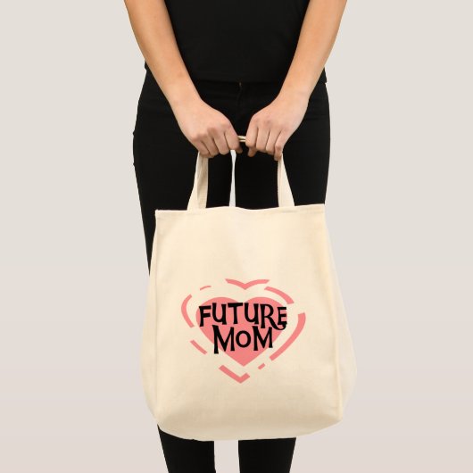 Future Mom PinkハートTシャツとギフト トートバッグ (正面(商品))