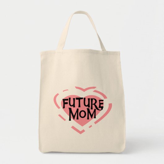 Future Mom PinkハートTシャツとギフト トートバッグ (正面)